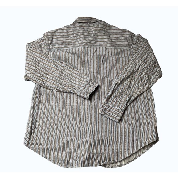 Levis Brown & Blue Striped Button-Up Shirt L 100% Cotton Mens Western Workwear - Picture 4 of 8